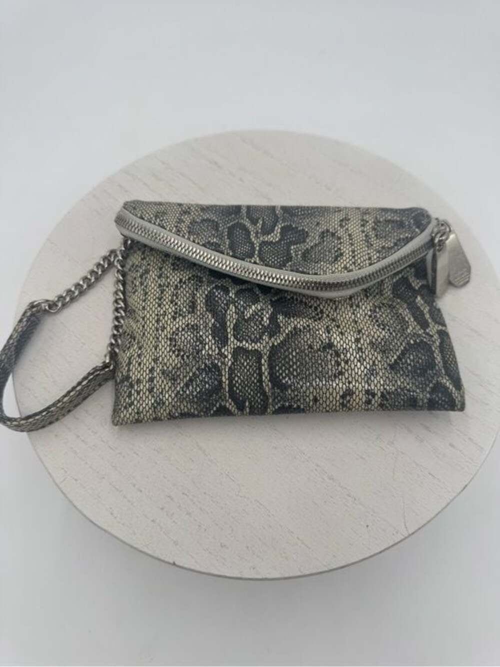 HENRI BENDEL The Deb Snake Print Leather Wristlet Clutch